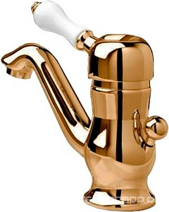 Смеситель для раковины, с д/к, (maniglia PL / рукоятка с пластик. вставкой белого цвета), (цв.бронза)  KL 3M Piccadilly 2110 UU + maniglia PL UU