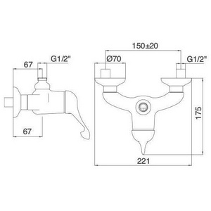 Смеситель для душа (хром), Picadilly ZZ 3M Piccadilly 2156 CC