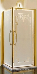 Дверь д/душа 90х90хh185см, петли слева, для комплект. с бок.элементом,квадратн. проф. бел/бронза, стекло комбинир.матовое/прозр.декор Londra Z XX XXZ