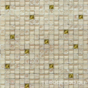 Мозаика Мастера Керамики Glass Мозаика  2020 микс молочный-молоч колотый-золото 30x30 Бежевый 