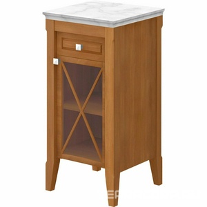 Тумба с мраморной столешницей 440хh850х425мм, петли справа, (цв.орех, ручки-керамика цв.R2 Star white ceramicplus),  ZZ Villeroy & Boch Hommage 896411R2