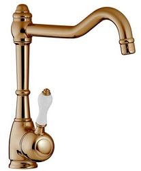 Смеситель для кух. мойки, (maniglia PL / рукоятка с пластик. вставкой белого цвета), (цв. бронза) Piccadilly XX