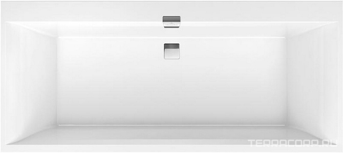 Ванна 1600х750хh450мм, прямоуг. модель, (кварил цв.белый), (ножки пласт. h145-180мм, слив-перелив, крышки цв.белый и хром в комп.,),  ZZ Villeroy & Boch Squaro Edge 12 UBQ160SQE2DV-01
