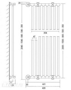 Полотенцесушитель Art.480-XXL/CR 2000х406 мм (ГВС), Margaroli ZZ Margaroli Cielo 480-XXL/CR