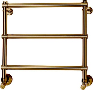 Полотенцесушитель 500(530)хh500х125мм, подвод воды int.470мм, (цв.бронза), краны, крепёж в компл., (ГВС, 6 bar) Margaroli 440 ZZ Margaroli Sole 440-500x518,5-470/3M Old Brass