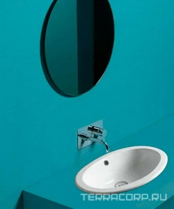 Раковина 54х42хh18,5см, встраиваемая в столешницу, без отв. д/смес., с переливом,  ZZ Simas Marine S 50P