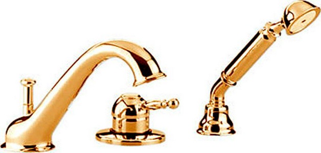 Смеситель для ванны встр. в борт, (толщ. борт. max. 8мм) на 3 отв. (шланг, лейка в компл), (цв.бронза)  ZZ Cisal Arcana Royal AY001260 27