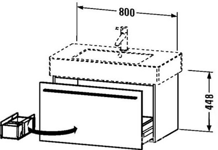 Тумба под.800х470хh448мм, (д/рак.Vero арт.032985 хх хх), ,1 выдв.ящик, 2+2 контейнера, ручка и крепл.в компл., (цв. белый глянц.)  ZZ Duravit X-Large XL 6052 22