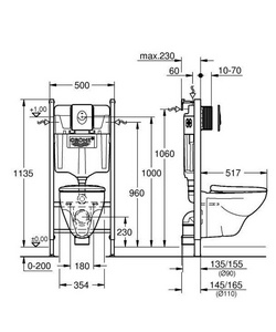 Комплект унитаза с инсталляцией Grohe  с сиденьем Микролифт с Белой клавишей смыва (белая) ZZ Grohe Solido 39116000