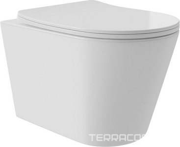 Компл.: унитаз подв.,безободк,Tornado 520х365мм,цв.белый гл, сиденье с микролиф,,инстал. д/унит., крепёж, клавиша смыва Circulo цв.хром,  ZZ Aqueduto Cone Plus AQDS133T