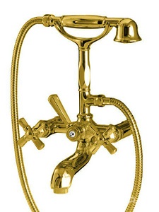 Смеситель для ванны, с душевым гарнитуром (лейка, шланг в компл.), (цв. золото),  ZZ Nicolazzi Teide Four 1901 GO 45