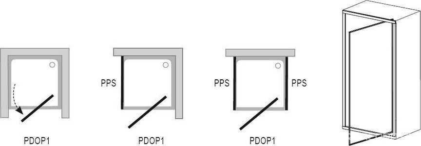 Душевая дверь -80, стекло прозрачное, профиль - белый, с установочным комплектом ZZ Ravak PDOP1 03G40100Z1