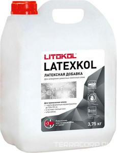 Добавка латексная для цементных клеевых смесей; морозостойкая при транспортировке LATEXKOL - м 3,75 кг ZZ Litokol LatexKol LKLK375