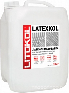 Добавка латексная для цементных клеевых смесей; морозостойкая при транспортировке LATEXKOL - м 20 кг ZZ Litokol LatexKol LKLK20
