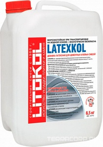 Добавка латексная для цементных клеевых смесей; морозостойкая при транспортировке LATEXKOL - м 8,5 кг ZZ Litokol LatexKol LKLK85