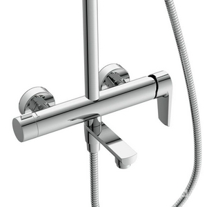 Душевая стойка для ванны/душа, поворотный излив, ручной + верхний душ, шланг -150 см, цв. хром Cersanit Moduo 64314