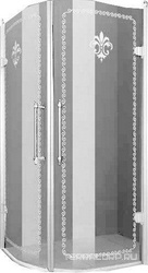 Душевой уголок 900х900хh2020мм, 1/4 круга, R550мм, две распашные двери, (стекло прозрачное с матовым узором, 8мм, фурнит. цв.хром), Retro XX