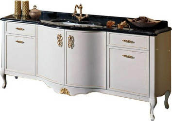 Тумба 80хh70х56см,под раков,с 2-мя дверц.,(цв.бел.лак перлам.,сус.зол.,ручки цв.зол.),без столешн. и концев.боковин,(раков. в комп),Gold Componible XX