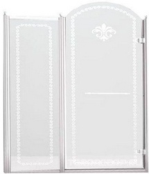 Дверь в нишу 1200хh2118мм, с неподв. сегментом, "Правая" петли (вход 600мм) справа, (стекло прозрачное с матовым узором, 8мм, фурн/хром), Retro XX