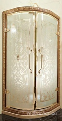 Двери д/д,расп 90х90хh200см,1/4круга, R550,(внутр.проф.зол/сатин, внеш.проф.золото, элем. из смол сус.золото/черный налет,отделка.золото),Princesse XX