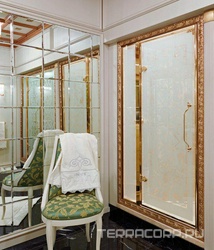 Дверь в нишу 1600хh200см.,пет/двр прав, неп/сегм ЛЕВ (вн.проф зол/сат,внеш.проф.зол/Princess,эл. из смол сус.зол с нал.череш.ант,стек.Princess/зол) XX