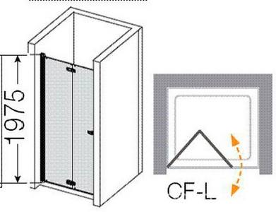 Дверь д/д в нишу складная вовнутрь 1000хh1997мм, петли СЛЕВА, (стекло 6мм прозрачн., фурнитура блестящий алюминий)  free ZZ Provex Combi 0005 CF 05 GL L