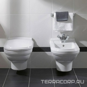 Биде подвесное 370х600мм, 1 отв.д/смесителя, крепёж в компл., (цв.R2 Star white ceramicplus),  KL Villeroy & Boch Hommage 7441B0R2