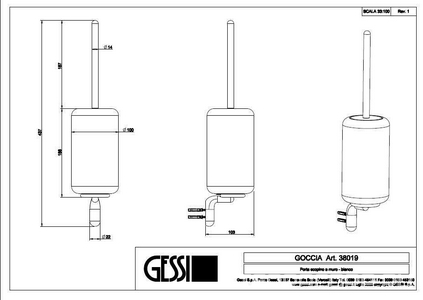 Ёрш настенный, (белая керамика, держатель цв. хром шлифован.),  ZZ Gessi Goccia 38019 147