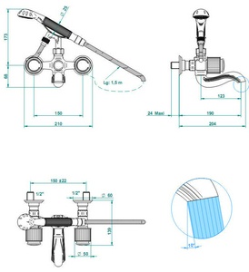 Смеситель для ванны, шланг, лейка в компл., (цв. золото (Dore))  ZZ THG Jaipur Aragonite A9A-F01-13B