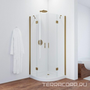 Душевое ограждение , 100*100*1900, профиль бронза стекло прозрачное, БЕЗ поддона ZZ Vegas Glass AFS AFS 100 05 01