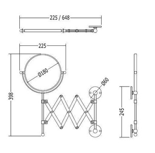 Зеркало косметическое раздвижное (цв. хром, креп/компл.),  ZZ Devon & Devon Cavendish WM22CR
