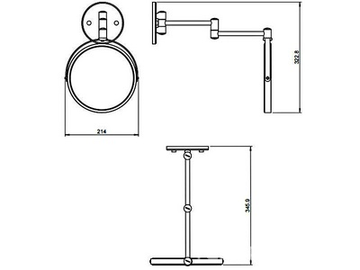 Зеркало косметическое, настенное, выдвижное 8-35хd23см, 3-х кратное увеличение, (цв.бронза),  ZZ Pomd'or Windsor 90.81.41.011