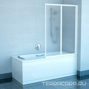 Шторка VS2 105 см для ванны двух-элементная, профиль белый, стекло Грейп ZZ Ravak AVDP3 796M0100ZG