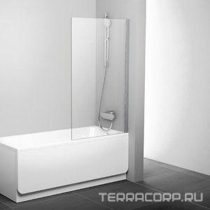 Шторка для ванны неподвижная, 80 см, профиль сатин, стекло прозрачное ZZ Ravak PVS1 79840U00Z1