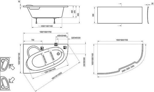 Ванна акриловая угловая ASYMMETRIC 170x110 левая Ravak Asymmetric C481000000