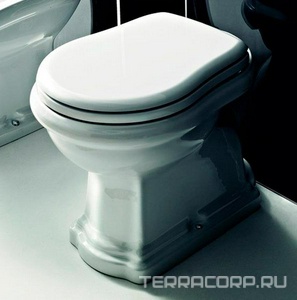 Сиденье для унитаза, c микролифтом, (пластик цв.белый, петли цв.хром),  Kerasan Retro 108801