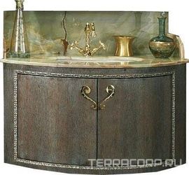 Тумба под встраиваемую раковину 100х54hх58, цвет табачый/серебро,отд.серебро,ручки тип А ,золото, Quadro Z XXZ