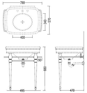 Консоль металлическая под раковину (цв. латунь)  ZZ Devon & Devon Rose DEROSEOT