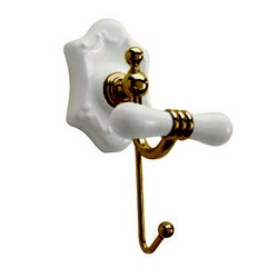 Крючок 10х11см, крепление в компл., (цв. золото, керамика белая) Londra Z XXZ