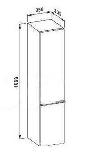 Шкаф-пенал подвесной 350хh1650х335мм, петли слева, 4 стекл.полки, крепл. в компл., цв. белый,  ZZ Laufen Palace 4.0202.1.075.463.1