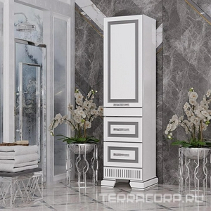 Пенал  напольный 488*1800*399 мм, левый, цвет белый/серебряная патина ZZ Opadiris Оникс Z0000005505