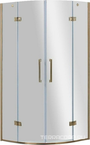 Душ. уголок 900х900хh1950мм, 1/4 круга, R550мм, 2 расп.двери, вход 730мм, с 2-мя неподв.сегм., (стекло прозрачн, 8мм, фурн/бронза), Magiс ZZ Cezares Magic MAGIC-R-2-90-C-Br