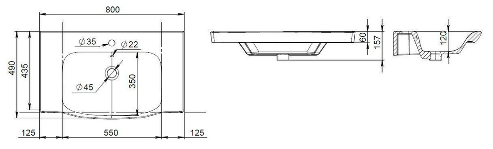 Раковина 80 см, для тумбы  ZZ AMPM Like M80WCC0802WG