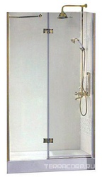 Дверь в нишу 1200хh1950мм, с неподв. сегментом, "Левая" (вход 585мм) справа, (стекло прозрачное, 8мм, фурнит. цв.золото), Magic XX