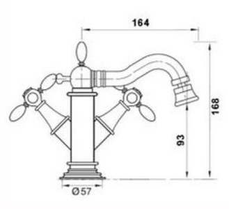 Смеситель для биде, с д/к, (цв. бронза),  ZZ Gaia Chopin RN 644 BR