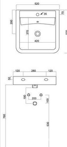 Раковина с 1 отв. д/смес., 52х52хh11см,  (без крепл. арт. 54/A), хром. заглушка перелива в компл.,  ZZ Ceramica Cielo Opera OPLA52 Gloss White
