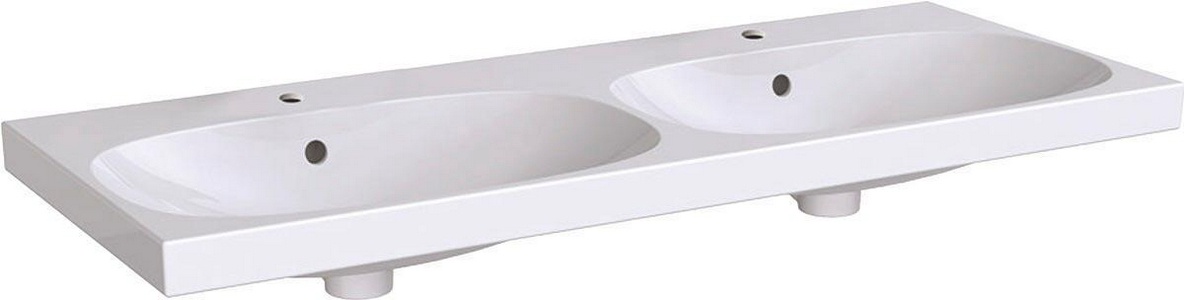 Раковина 120х48см, двойная, для установки на тумбу, с 2 отв. д/смесит., с переливом,  ZZ Geberit Acanto 500.627.01.2