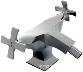 Смеситель для биде на 1 отв., ручки "Крест", с д/к, (цв.хром), Bellagio ZZ