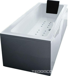 Ванна 180х100хh59см, на каркасе с фронтальной панелью и сливом переливом цв.хром в компл., (акрил),  ZZ Treesse Quadra V0711+V0780F+SIF