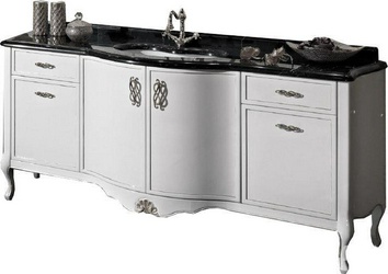 Тумба 80хh70х56см,под раков,с 2-мя дверц,(цв.бел.лак перлам.,сус.серебр,ручки цв.хром),без столеш. и концев.боковин,(раков. в комп),Gold Componibil XX